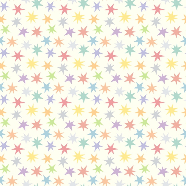 Estrellas básicas dibujadas a mano con un patrón sin costuras con estrellas aleatorias
