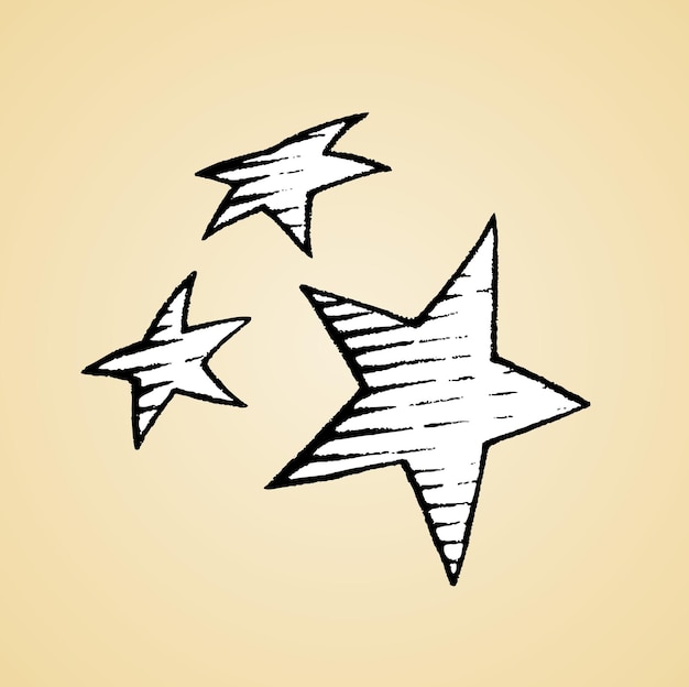 Estrellas en blanco y negro Scratchboard grabado Vector