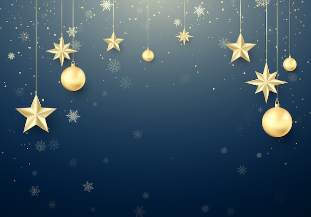 Estrellas y bola de Navidad dorada