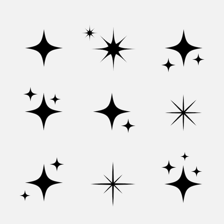 Vector las estrellas brillantes las chispas brillantes la luz de las estrellas y los elementos brillantes