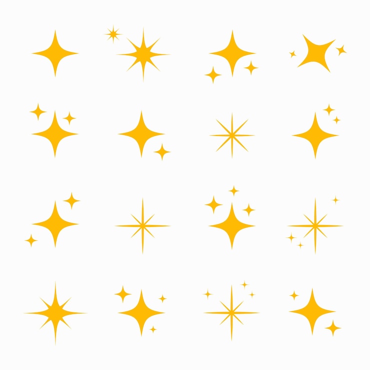 Vector las estrellas brillantes las chispas brillantes la luz de las estrellas y los elementos brillantes