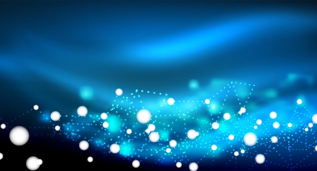 Estrellas brillantes de neón brillantes puntos de luz digitales conectados Tecnología vectorial fondo abstracto