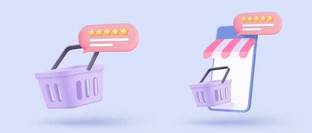 Estrellas de calificación de burbuja 3D para los mejores servicios excelentes calificación para la satisfacción Revisión para la calidad de la calificación del cliente comentarios de los empleados del cliente revisión del producto Ilustración de renderización vectorial del icono de estrella 3D