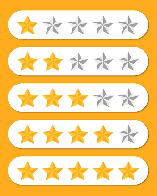 Las estrellas de calificación simbolizan la calidad del servicio del producto en la plantilla del sitio web de compras de los clientes