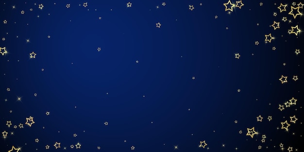 Estrellas centelleantes esparcidas volando aleatoriamente cayendo concepto de celebración navideña flotante Estrellas festivas ilustración vectorial sobre fondo azul oscuro