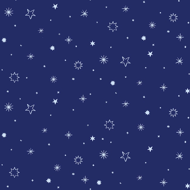 Estrellas en el cielo oscuro, patrón de repetición del vector del espacio exterior