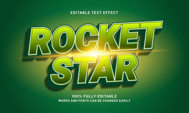 estrellas de cohetes efectos de texto editables con un tema de carrera y velocidad