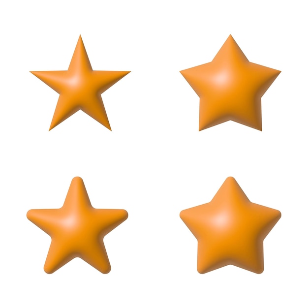 Estrellas colocadas en diferentes estilos de esquina estrellas de calificación 3d