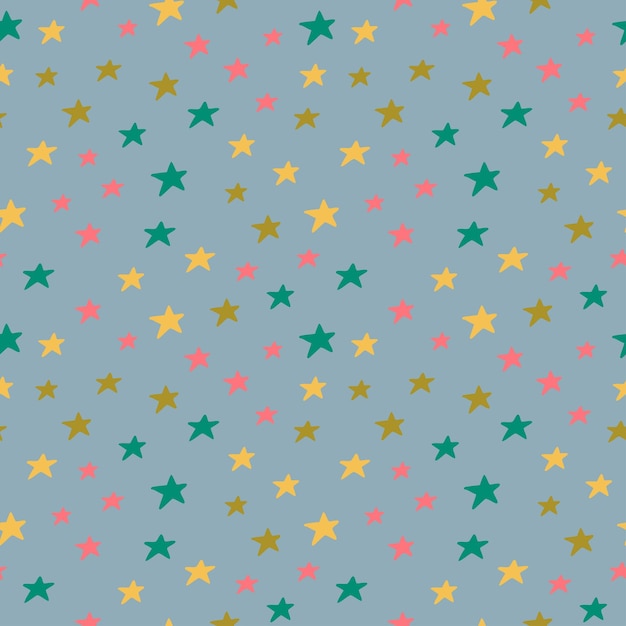 Estrellas de color en un fondo gris Fondo vectorial de patrón sin costuras para niños Ideal para fabri