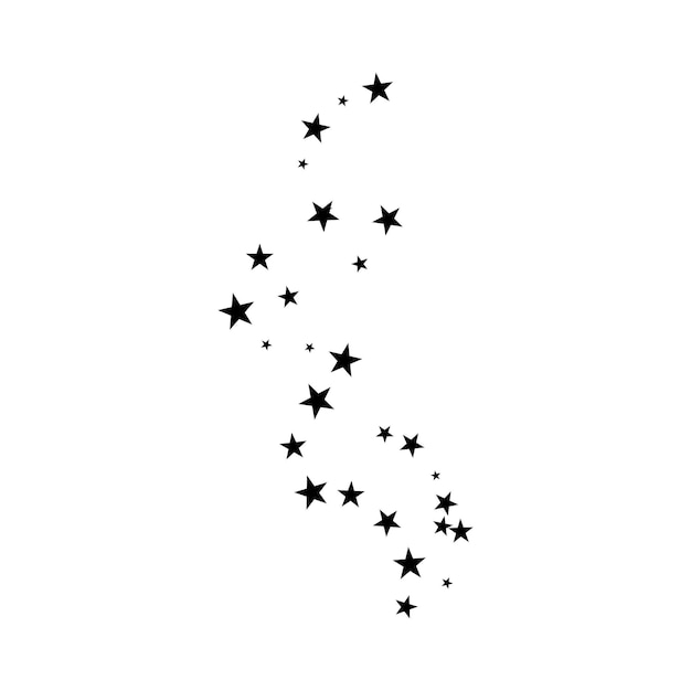 Estrellas confeti Estrellas caídas al azar negras sobre fondo blanco Ilustración vectorial