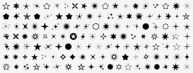 Estrellas decorativas brillan iconos brillantes Colección de logotipos de estrellas