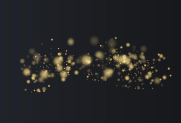 Las estrellas doradas brillan con una luz especial. Partículas de polvo mágicas brillantes.