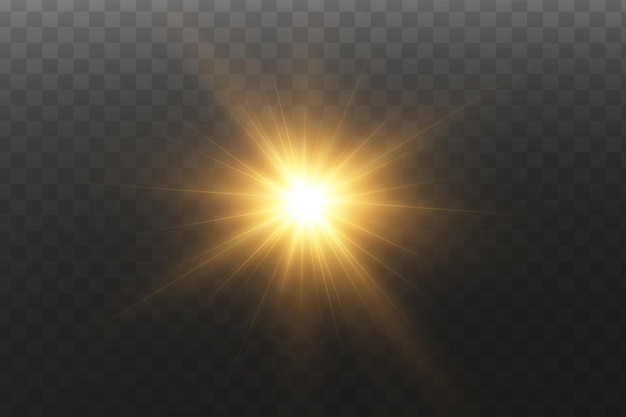Estrellas doradas brillantes Efectos de luz deslumbramiento brillo explosión luz dorada Ilustración vectorial