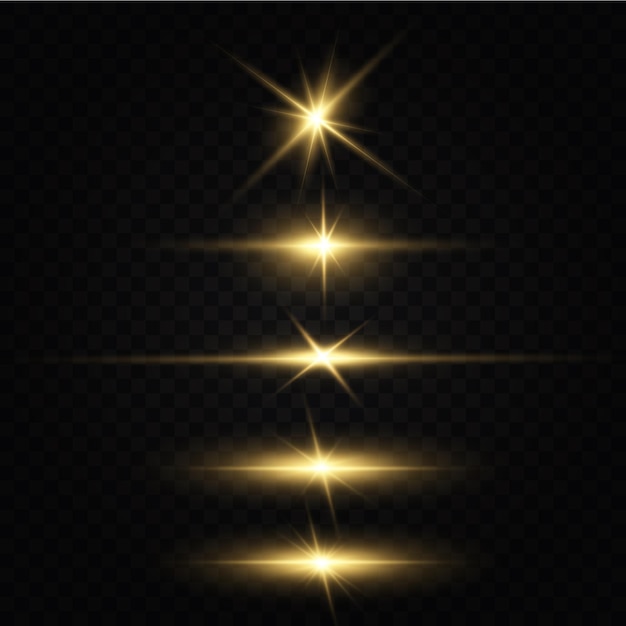 Estrellas doradas brillantes Efectos de luz deslumbramiento brillo explosión luz dorada