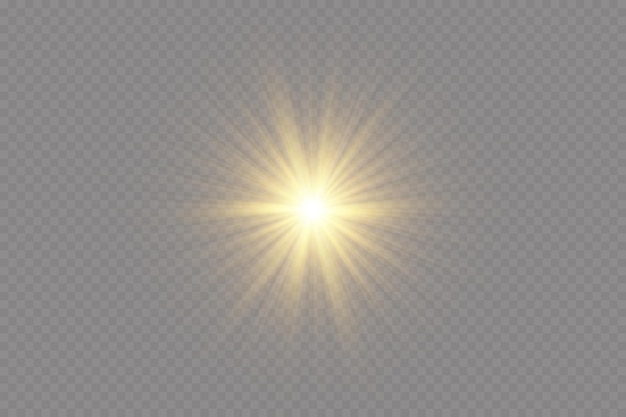 Estrellas doradas brillantes. Efectos de luz, resplandor, brillo, explosión, luz dorada. ilustración vectorial