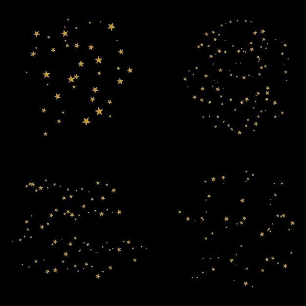 Estrellas doradas dispersas en el cielo esparcir icono diseño plano