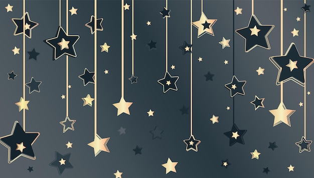 Vector estrellas doradas y negras sobre fondo de ilustraciones vectoriales grises