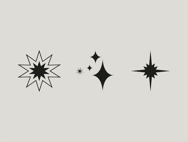 estrellas elegante minimalista conjunto de elementos de dibujo a mano
