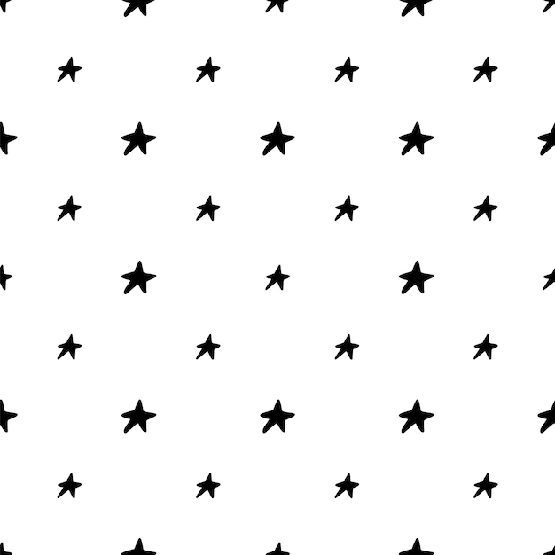 Estrellas escandinavas de patrones sin fisuras Vector monocromo blanco y negro impresión scandi