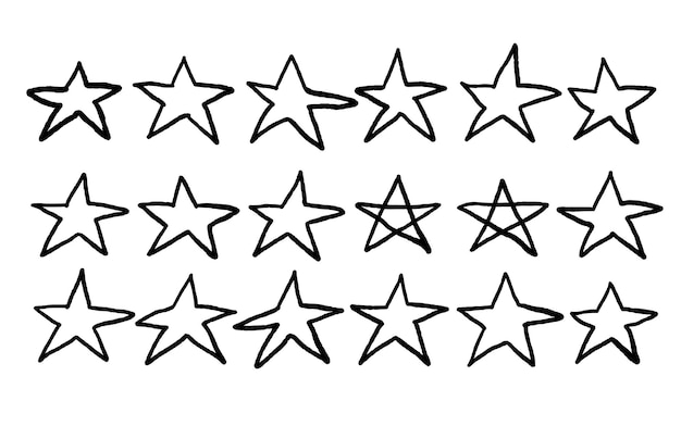 Las estrellas se establecen en estilo doodle Vector ilustración