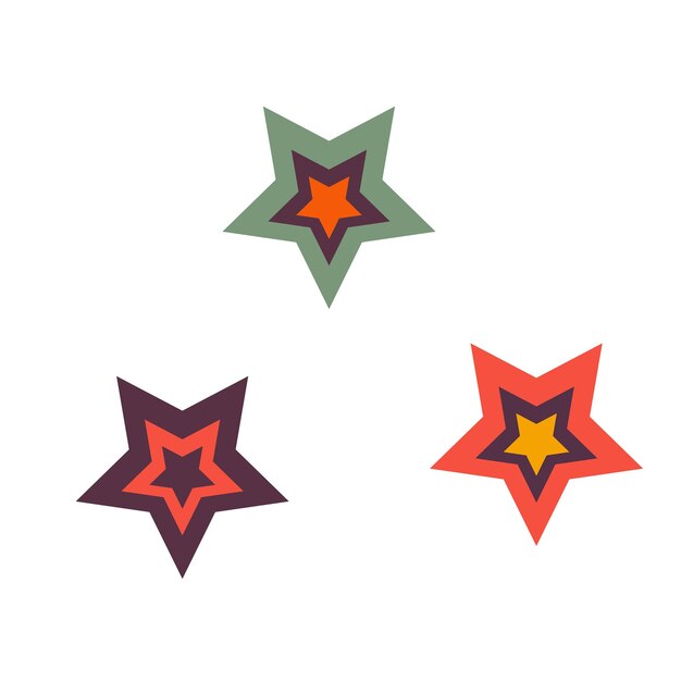 Estrellas estilo retro groovy icono ilustración vectorial