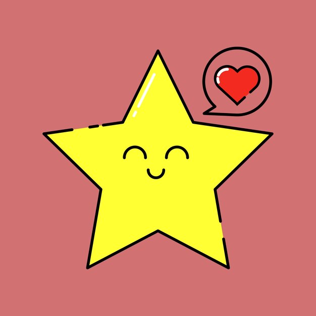 Vector estrellas felices gratuitas amor vector tiempo plano conjunto con linda colección dibujada a mano ilustración kawaii