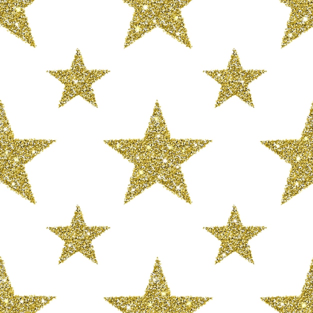Estrellas de fondo Textura de brillo dorado Patrón estelar cuadrado sin costuras Brilla con chispas Decoración vectorial brillante para saludos Elementos de diseño de vacaciones Ilustración creada digitalmente