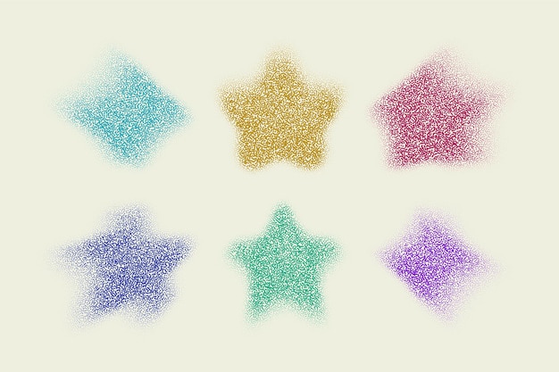 Estrellas y formas relucientes en una variedad de colores