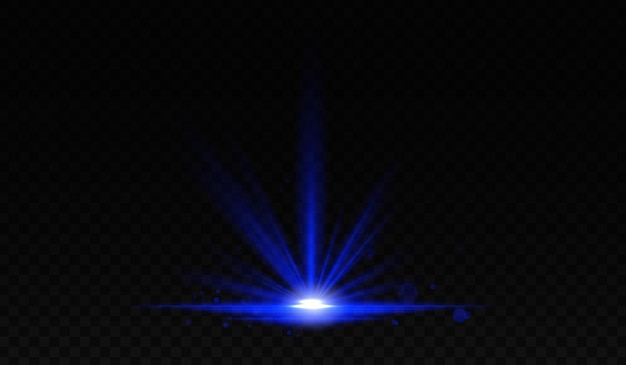 Estrellas de luz azul brillante con chispas Lentes horizontales flares pack Rayos de luz de rayos láser Bellas flares de luz rayas brillantes en un fondo transparente Papel pintado abstracto luminoso
