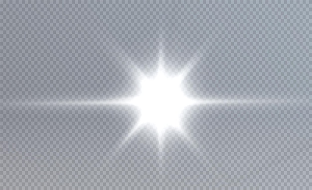 estrellas de luz brillante el sol brilla rayos de luz brillantes con reflejos realistas