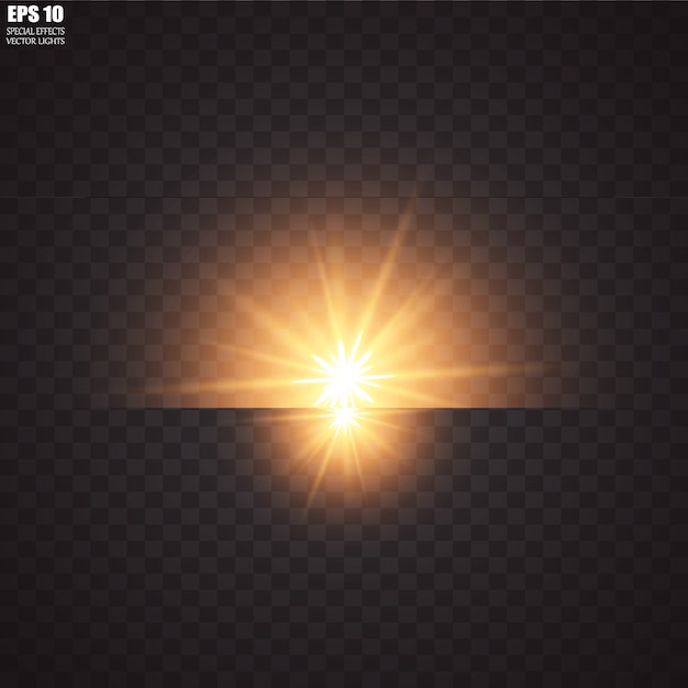 Estrellas de luz brillantes con destellos. Efecto de luz.