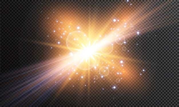 Estrellas de luz brillantes con destellos. Efecto de luz.