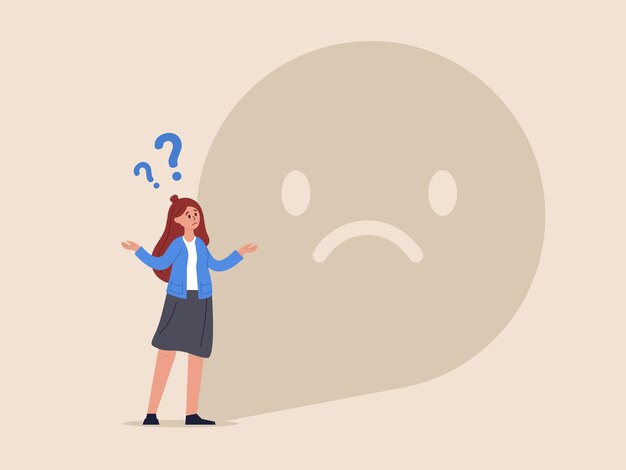 Estresado y ansiedad por el concepto de fracaso Trabajador de oficina con sombra triste deprimida