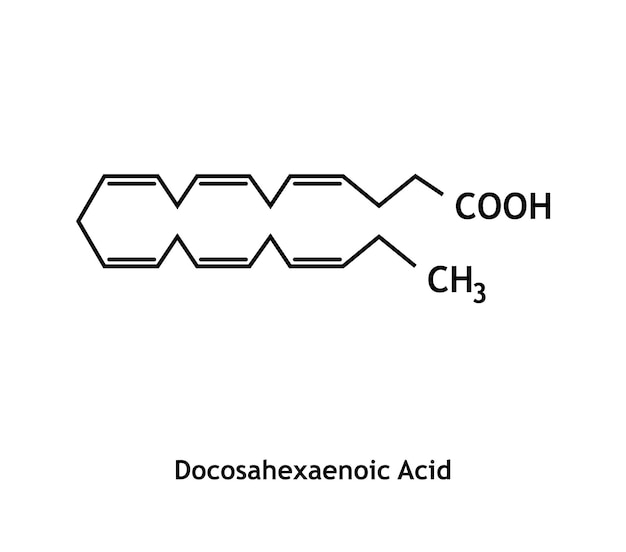 Vector estructura del ácido docosahexaenoico ilustración vectorial