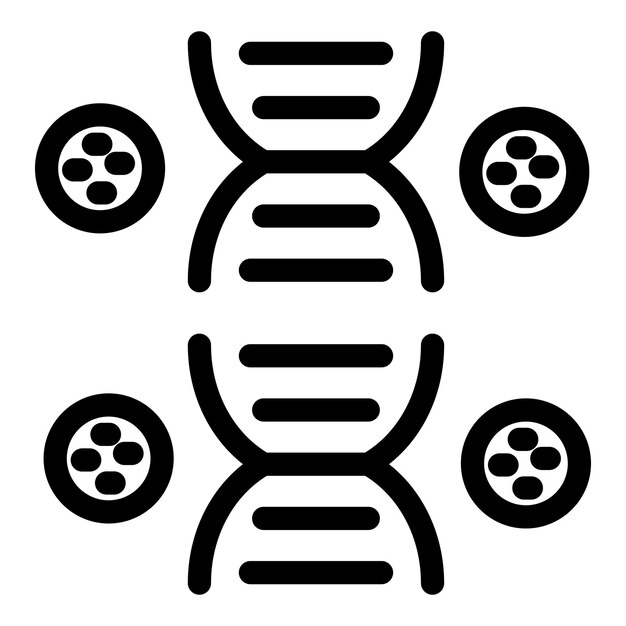Estructura de ADN rodeada de células para la investigación biológica y genética