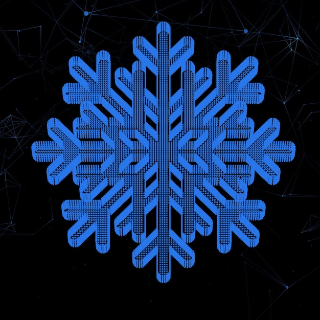 Estructura alámbrica de copo de nieve poligonal futurista con líneas conectadas