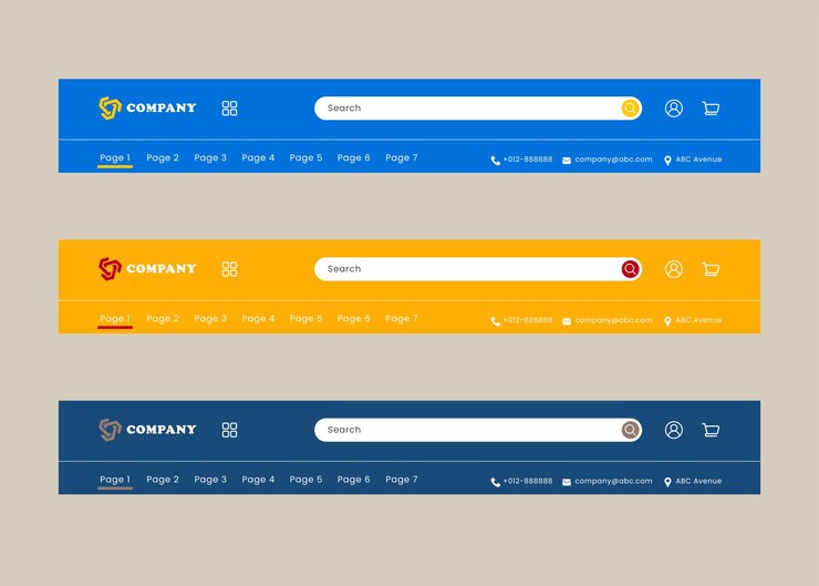 Estructura alámbrica de encabezado para un sitio web fácil de usar. Sitio web interfaz ui ux diseño vectorial minimalista.