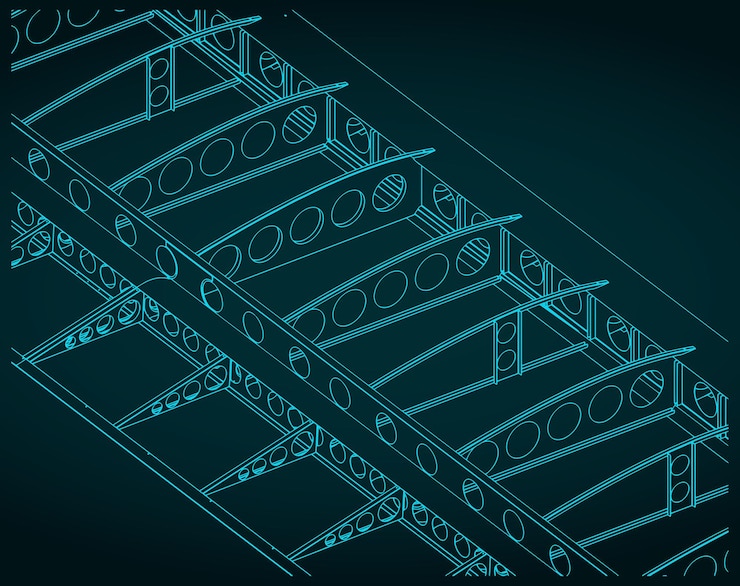 Vector estructura de las alas de las aeronaves