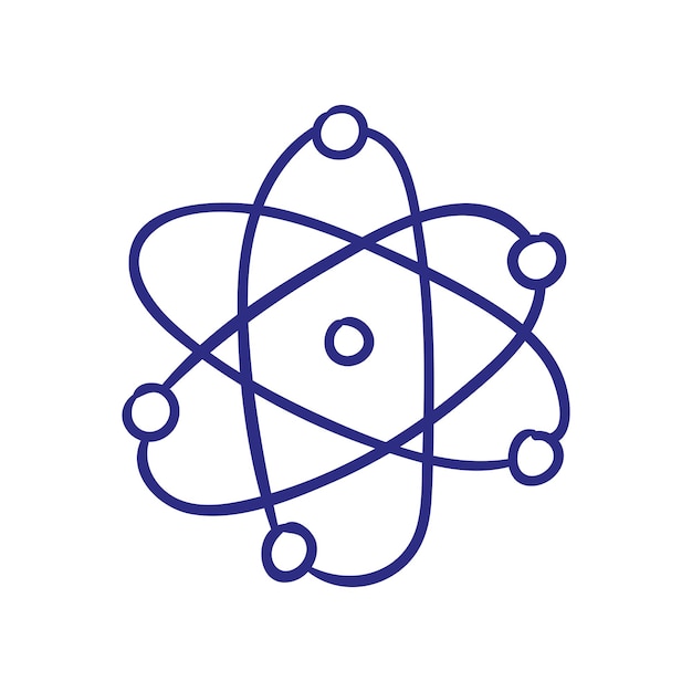 Estructura atómica vectorial aislada sobre un fondo blanco