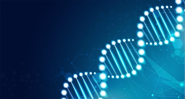 Estructura de código de secuencia digital de ADN con concepto de ciencia brillante y fondo de nano tecnología