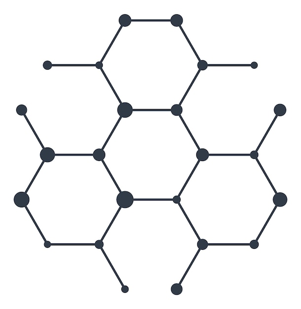 Estructura de conexión hexagonal Elemento de línea negra geométrica abstracta