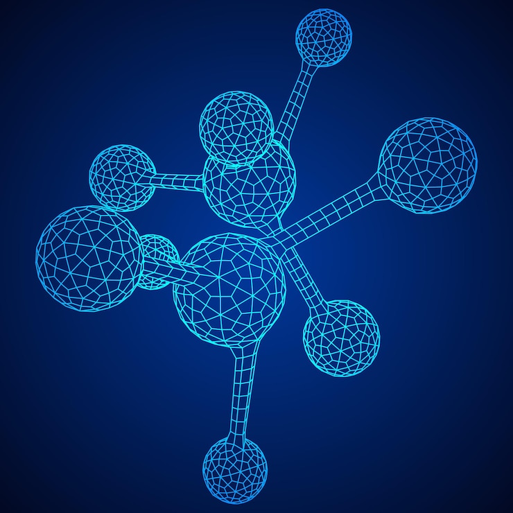 Vector estructura de conexión de la molécula de malla de alambre bajo poli ilustración vectorial ciencia y salud médica ...