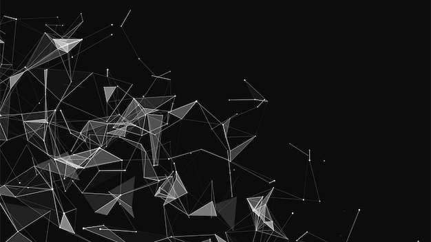 Estructura de conexión de red Fondo digital con puntos y líneas Visualización de grandes datos Renderización 3D