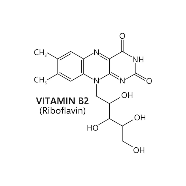 Estructura de la fórmula molecular de la riboflavina de la vitamina b2