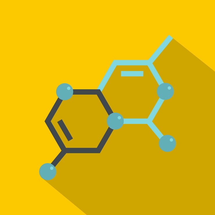 Vector estructura del icono de la molécula ilustración plana de la estructura del icono del vector de la molècula para la web aislada en fondo amarillo