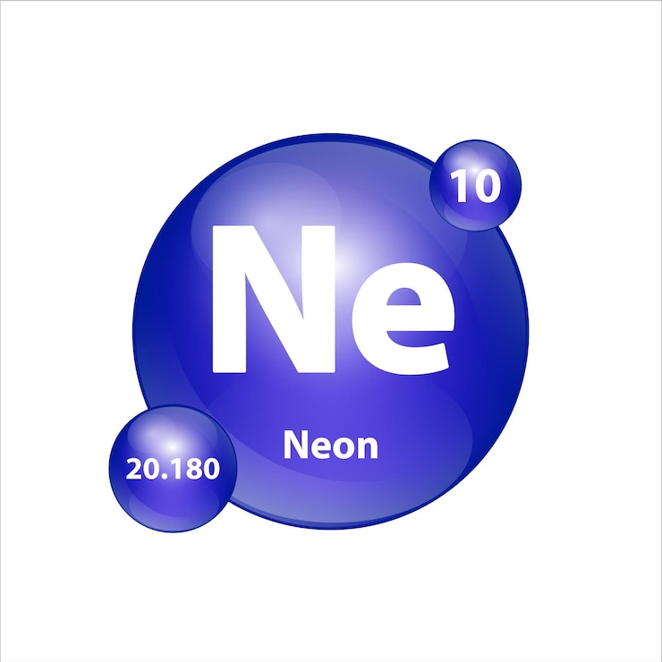 Vector estructura del icono de neón elemento químico forma redonda círculo azul oscuro ciencia para la educación