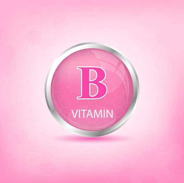 Estructura de icono de vitamina b6 sustancia rosa concepto de belleza de cuidado personal concepto de negocio de drogas