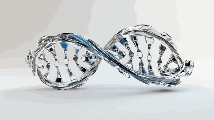 Vector estructura intrincada de adn de hélice azul ideal para gráficos científicos y proyectos educativos