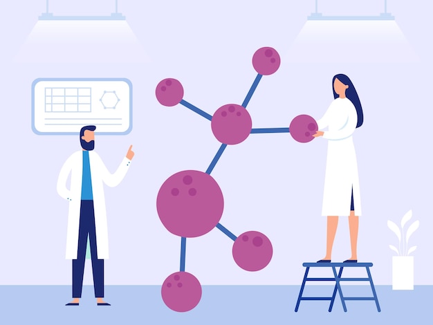 Estructura de investigación científica profesional de átomo o molécula.