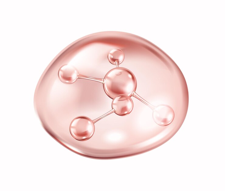 Vector estructura de la molécula de colágeno rosa dentro de la ilustración de la gota